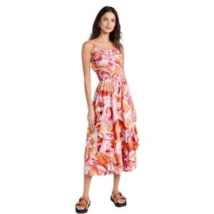 CHUFY XS Organic Cotton Midi Dress-Orange - Pockets Included